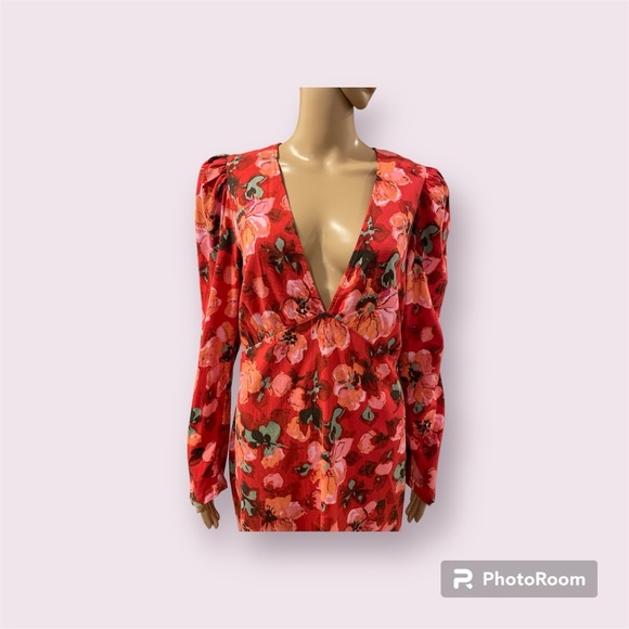 H&M patterned Puff-sleeved Dress size L - Picture 2 of 5